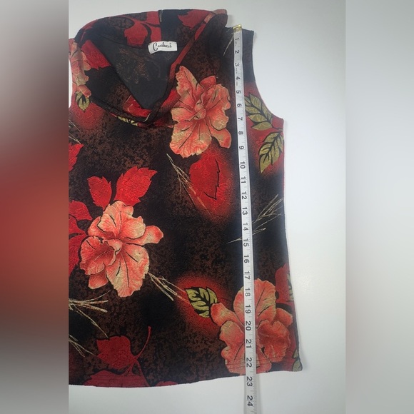 VINTAGE CARDUCCI Women's Floral Sleeveless Top - Red and Brown 🌹🌸 - Picture 3 of 6